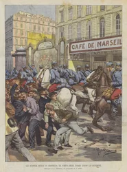 De arbeidersstakingen in Marseille, de aanval van de huzaren langs de Canebière